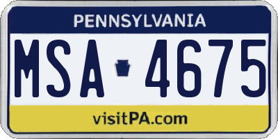 PA license plate MSA4675