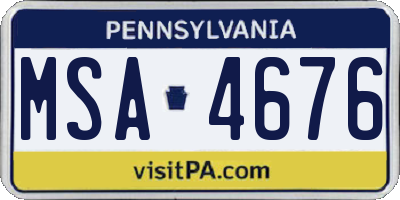 PA license plate MSA4676