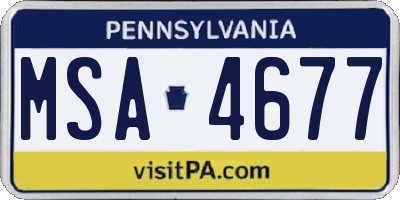 PA license plate MSA4677