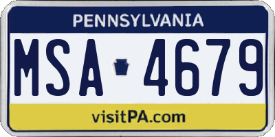 PA license plate MSA4679