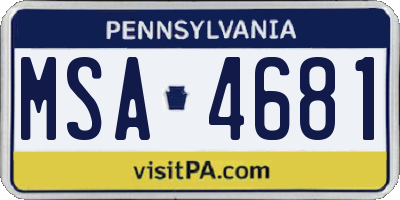 PA license plate MSA4681