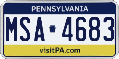 PA license plate MSA4683