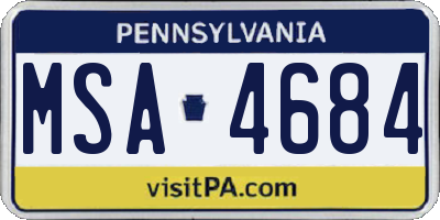 PA license plate MSA4684