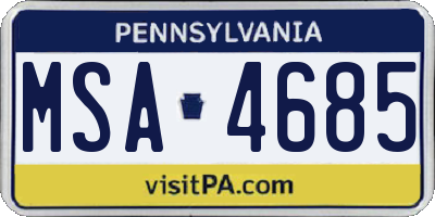 PA license plate MSA4685