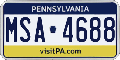 PA license plate MSA4688
