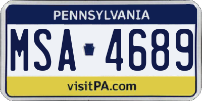 PA license plate MSA4689