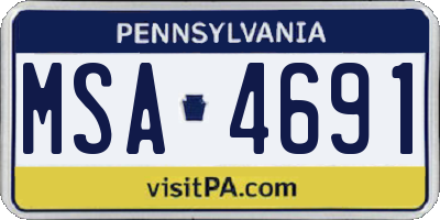 PA license plate MSA4691
