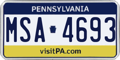 PA license plate MSA4693