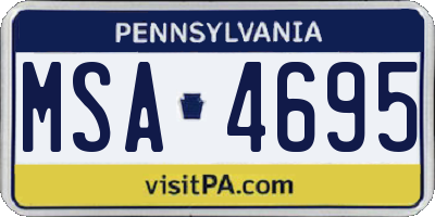 PA license plate MSA4695