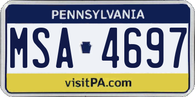 PA license plate MSA4697