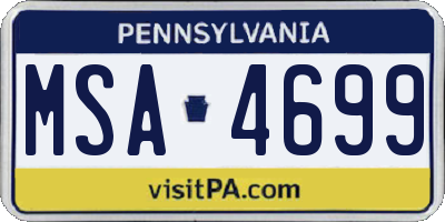 PA license plate MSA4699
