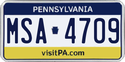PA license plate MSA4709