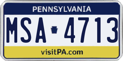 PA license plate MSA4713