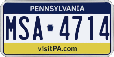 PA license plate MSA4714