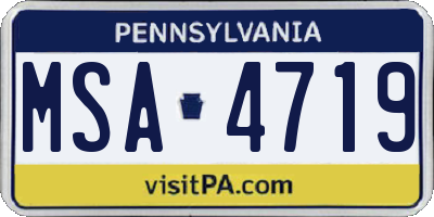 PA license plate MSA4719