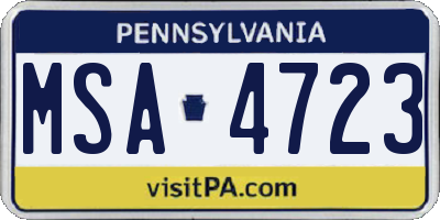 PA license plate MSA4723