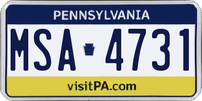 PA license plate MSA4731