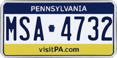 PA license plate MSA4732