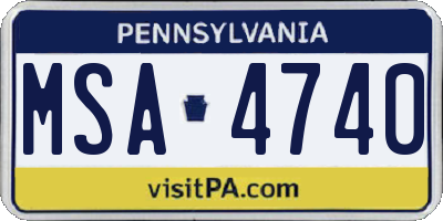 PA license plate MSA4740
