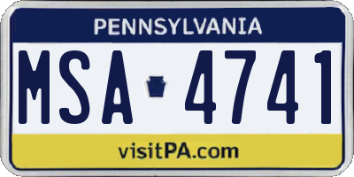 PA license plate MSA4741