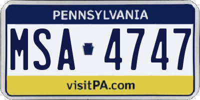 PA license plate MSA4747
