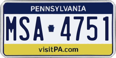 PA license plate MSA4751