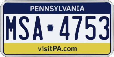 PA license plate MSA4753