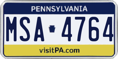 PA license plate MSA4764