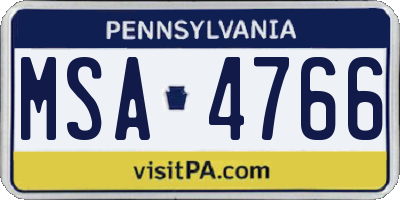 PA license plate MSA4766