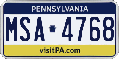 PA license plate MSA4768