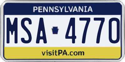 PA license plate MSA4770