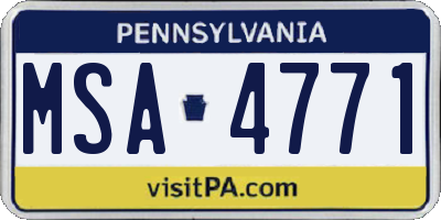 PA license plate MSA4771