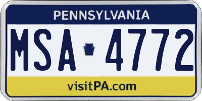 PA license plate MSA4772