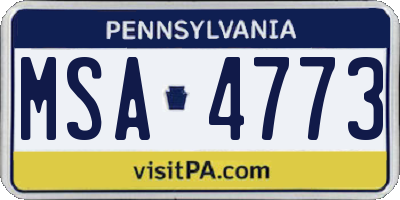 PA license plate MSA4773