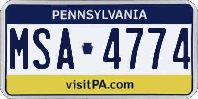 PA license plate MSA4774