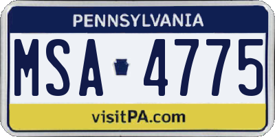PA license plate MSA4775
