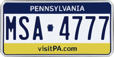 PA license plate MSA4777