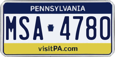 PA license plate MSA4780