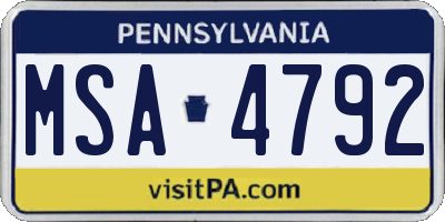 PA license plate MSA4792