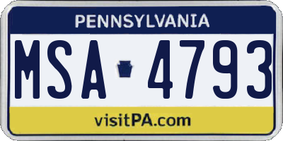 PA license plate MSA4793