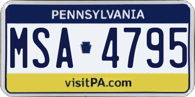PA license plate MSA4795