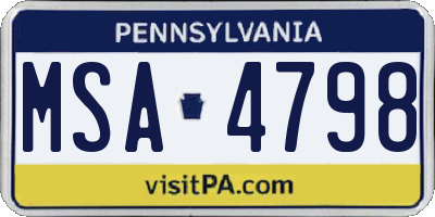 PA license plate MSA4798