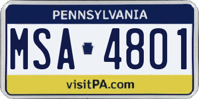 PA license plate MSA4801