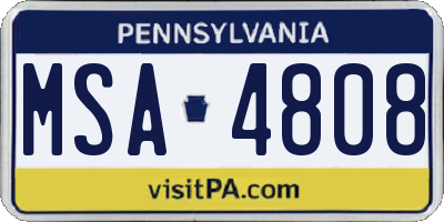 PA license plate MSA4808