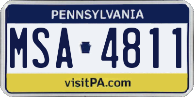 PA license plate MSA4811