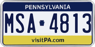 PA license plate MSA4813