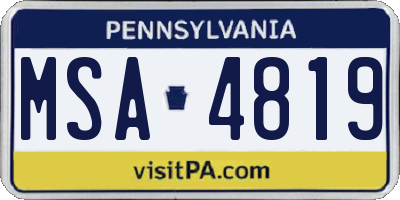 PA license plate MSA4819
