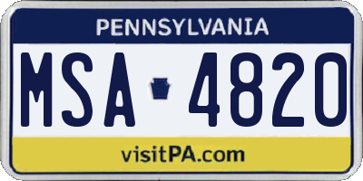 PA license plate MSA4820