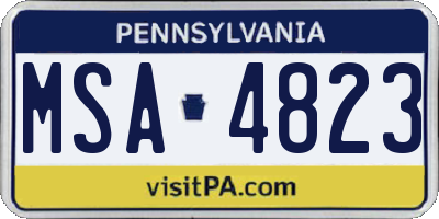 PA license plate MSA4823