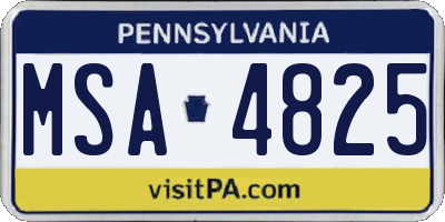 PA license plate MSA4825